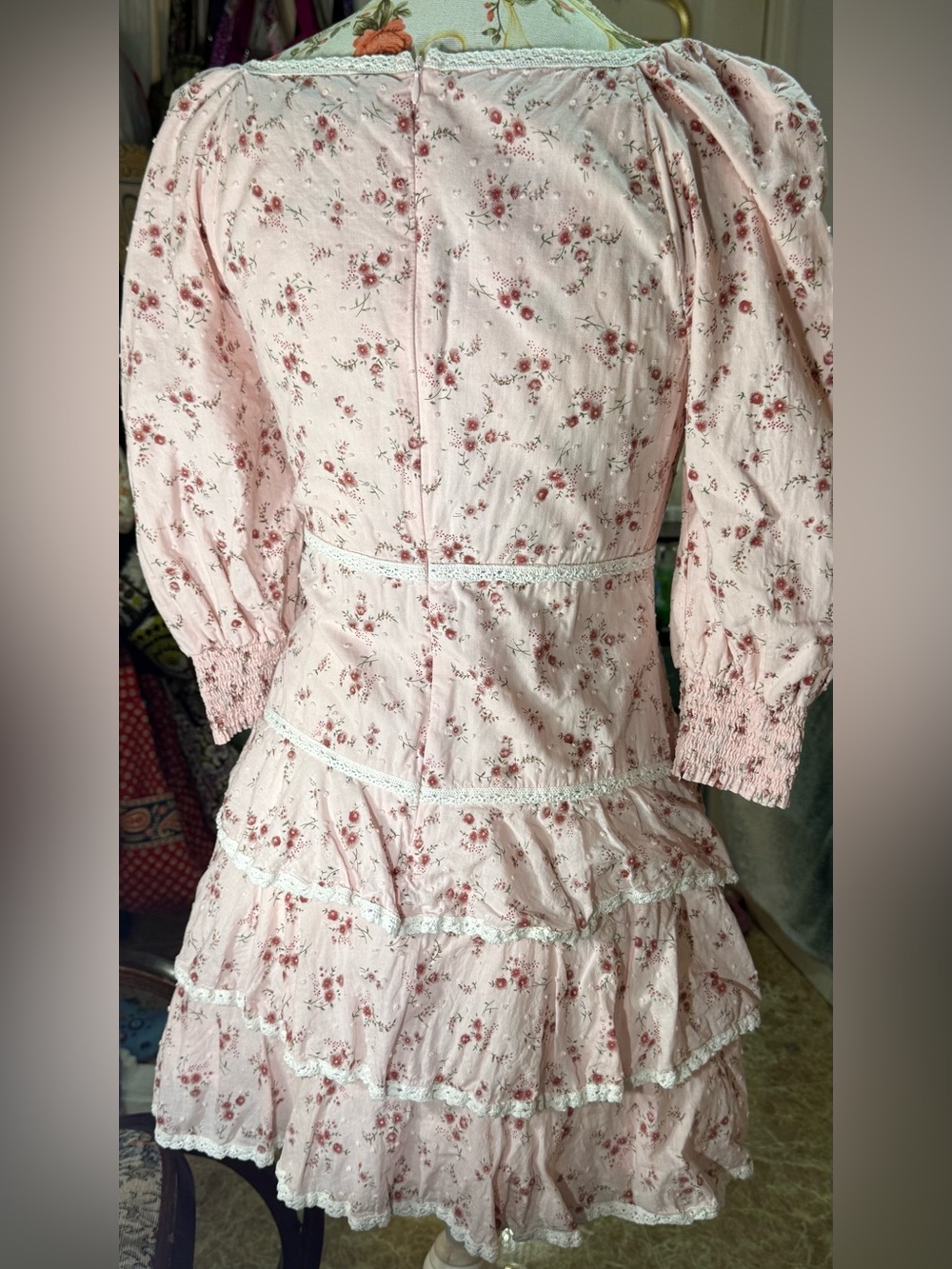 Lulu's Pale Pink Floral Ruffled Square-Neck Mini Dress - Picture 5 of 6